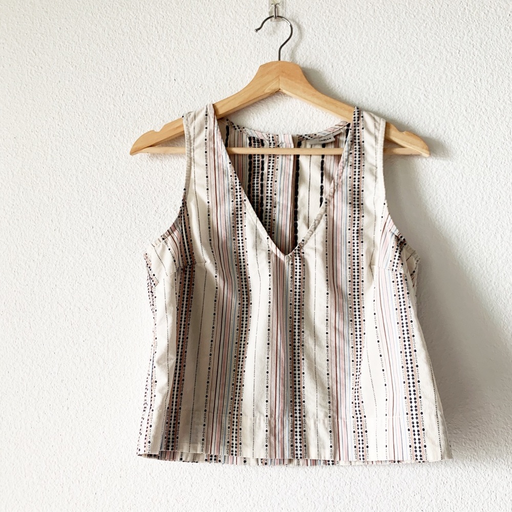 The Odells Striped Button Back Tank Top